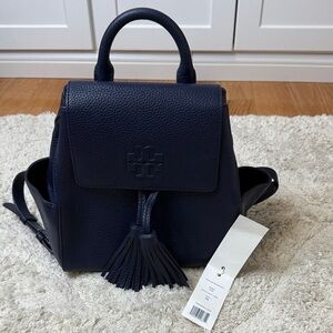 Tory Butch Mini Thea Backpack Navy Blue